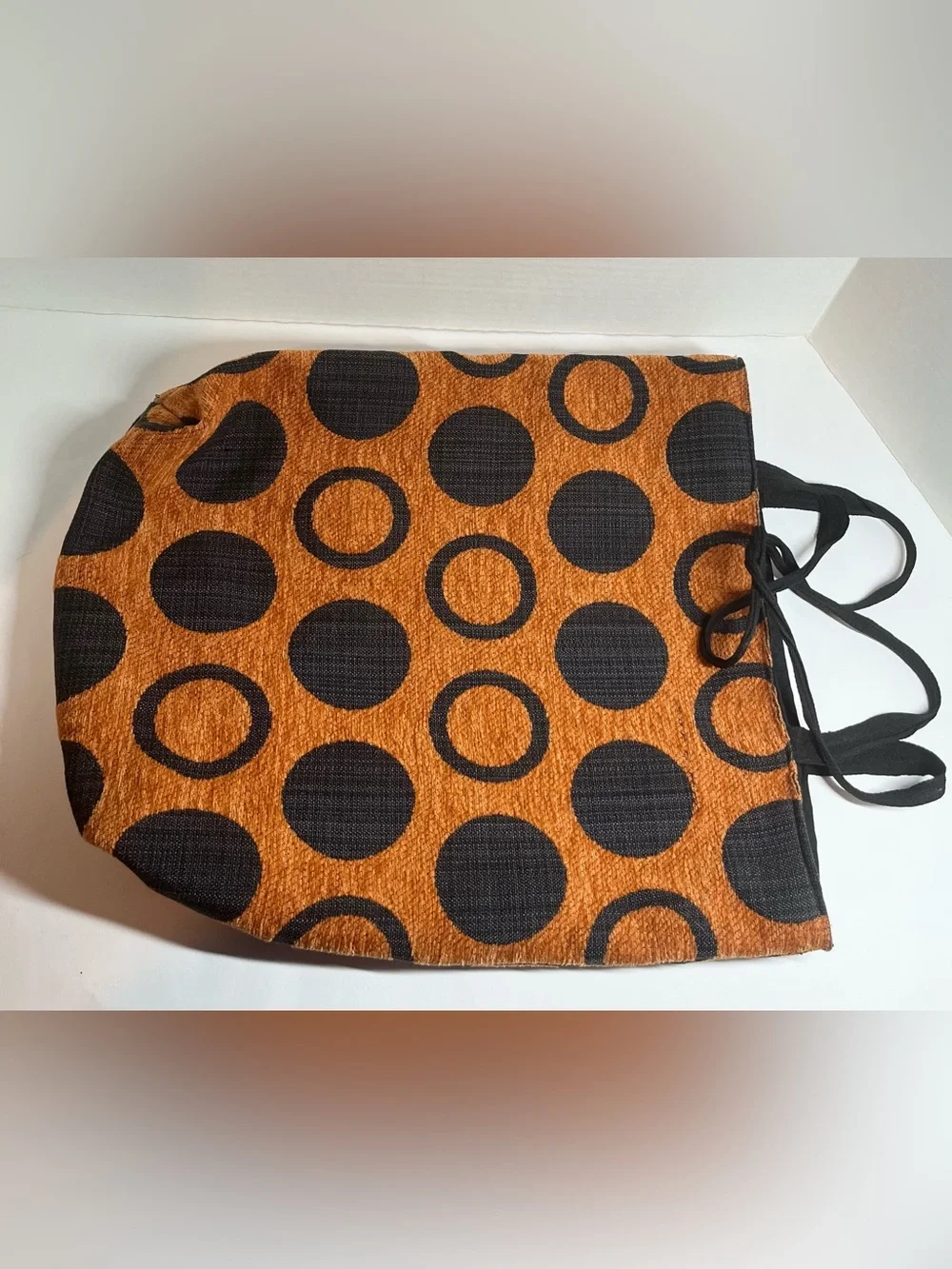 NATIVE AFRICAN FABRIC TOTE BAG (MINT CONDITION) (BURNT ORANGE/BLACK) (HANDMADE)